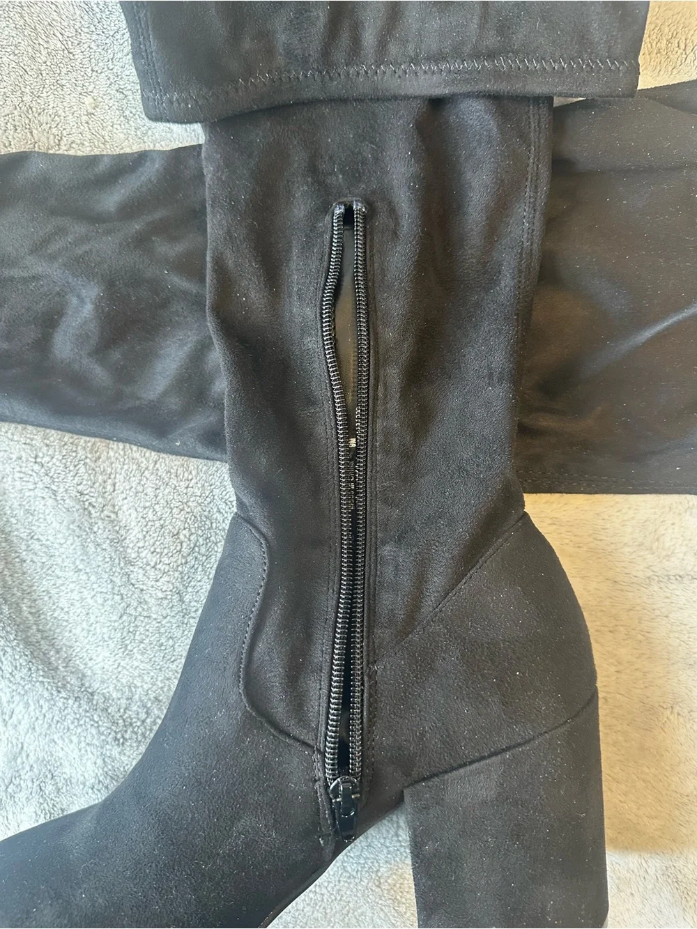 Bar III Black Suede Over-the-Knee Block Heel Boots